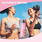 Sahara Sailor Water Bottle, 32/25/17oz Durable and Leakproof Water Bottles Motivational with Time Marker, Tritan, BPA Free, Wide Mouth with Easy Clean Brush for Gym, Travel, School, Office (1 Bottle)