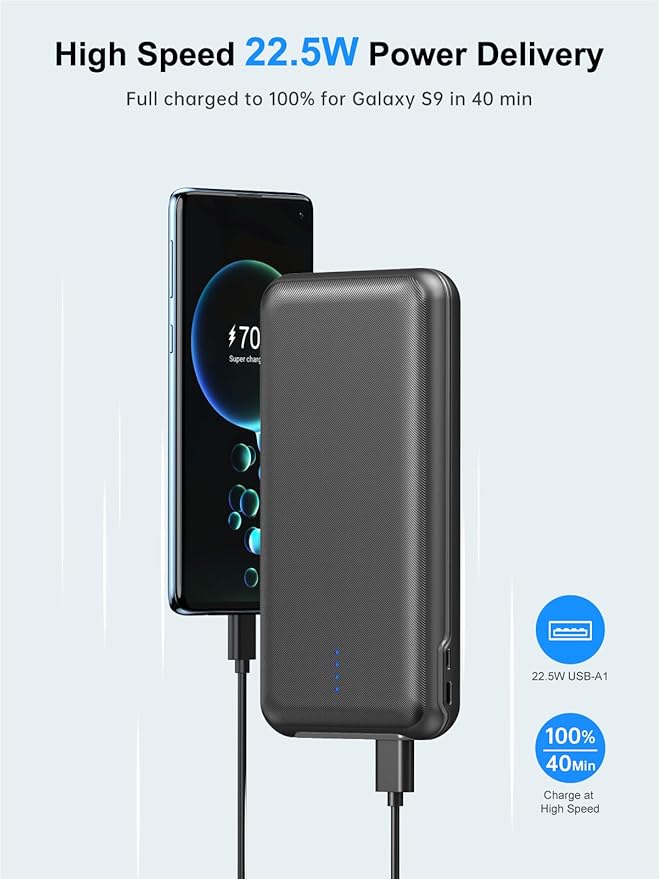 Portable Charger, 30000mAh 22.5W Fast Charging Power Bank with Flashlight and 4 Outputs, USB C External Charger, Travel Essential Battery Pack for iPhone, Galaxy, LG, Pad Mini, Tablet, and More