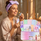36 Pcs Mother's Day Gift, Hydrating Skin Care Kit, Bath and Body Gift Set for Women, Face Sheet Mask, Leather Cosmetic Bag, Face Serum, Self Care Kit, Anniversary, Birthday, Valentines,Christmas