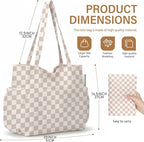 Corduroy Tote Bag for Women,Large Capacity Cute Tote Bags With 6 Pockets,Crossbody Shoulder Handbag for Work Travel Gym