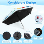 Kids Folding Umbrella Auto Open/Close Umbrellas for Rain Round Corner Safe Design UV Resistant Automatic Children Travel Umbrellas Reinforced Canopy 360° Reflective Strip Lightweight for Girls & Boys