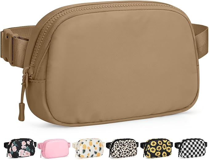 Pritent Fanny Packs for Women Cross Body Bag Waterproof Belt Bag with Adjustable Strap and Zipper Back Pocket Small Crossbody Bags Fashion Waist Packs for Workout Travelling(Khaki)
