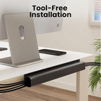 EVEO Cable Management 96'' J Channel- 6 Pack Cord Cover- Cable Raceway- Cable Management Under Desk with Adhesive Stripe Built-in 6 X 16in- Easy to Install Desk Cord Organizer- Cable Raceway, White