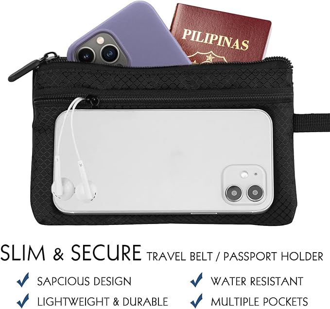Travel Wallet with Hidden Safe Pocket, Passport Wallet with Metal Snap Button for Cash, Credit Cards and Travel Documents, Money Belt for Travel Women and Men Hidden