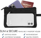 Travel Wallet with Hidden Safe Pocket, Passport Wallet with Metal Snap Button for Cash, Credit Cards and Travel Documents, Money Belt for Travel Women and Men Hidden