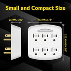 6-Outlet Extender, 3-Prong Ground Wall Tap Adapter with Safety Cap & LED Guide Light, Cruise Essentials, Multiple Plug Electrical Outlets Splitter for Home, Office, Dorm Room, ETL Listed, White
