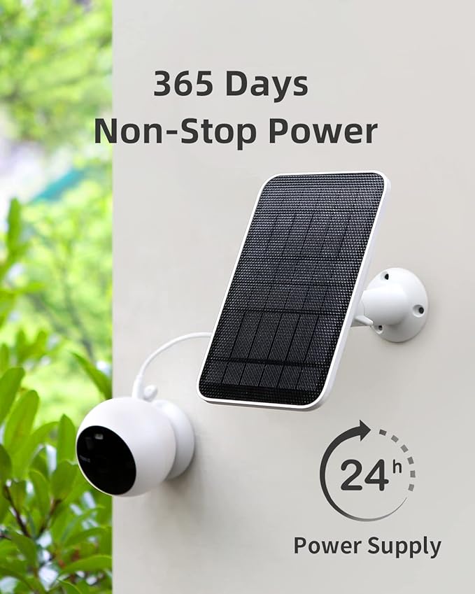 Noorio 3W Solar Panel for Security Camera Outdoor Wireless, Compatible with Outside Battery Camera B200 & B200-SE Series - Solar Camera Charger with 10ft Cable, IP 65 Waterproof, 360° Rotation