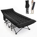 Camping Cot, Folding Camp Cot for Adults, Portable Outdoor Cot with Carry Bag & Mattress, Fast Setup, Lightweight Compact Bed for Travel, Home Office Nap (Black)
