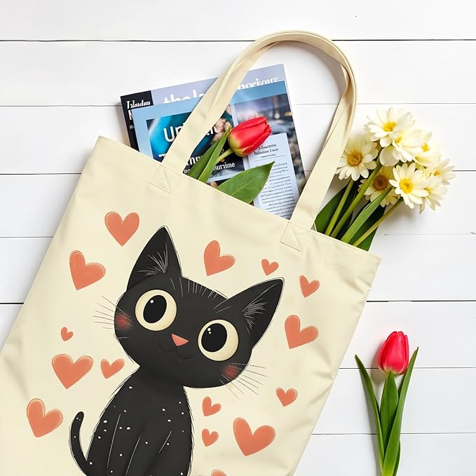 ANNA QUEEN Cat Tote Bag Shoulder Bag Handle Bag for Gym Yoga Picnic Beach Kitchen Reusable
