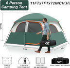CAMPROS CP Upgraded 6/8 Person Camping Tents, Waterproof Windproof Family Tent with Larger Mesh Windows & Door, Double Layer, Easy Set Up, All-Season Dome Tent with Top Rainfly & Carry Bag