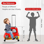 24 Inch Kid Ride Suitcase,Kid Luggage Seat Ride With Lock - Kids Travel Trolley With Safety Belt, Kids Luggage With Wheels Child Stroller Spinner Luggages, ABS+PC (Red Car, 5-12 Years)