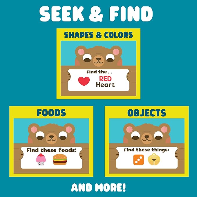 Chuckle & Roar Sensory Seek & Find Scavenger Hunt Bear – Plush Travel Toy with Hidden Objects, 40 No-Reading Challenge Cards, Sensory Activity for Focus & Calm, Toddler Gift Ages 3+