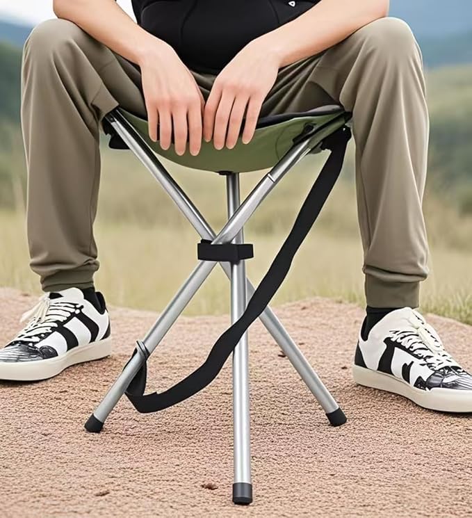 Folding Camping Stool,16.6" Folding Camping Chairs,Portable Tripod Seat,Outdoor Travel Tall Chair for Camping Walking Hunting Hiking Fishing Mountaineering Picnic Beach BBQ Garden Lawn(Pink)