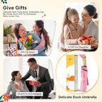 Compact Small Umbrellas for Rain&Sun, Cute Design Duck Head Umbrella for Girls Gifts, 8 Ribs Folding Umbrella with Wooden Handle