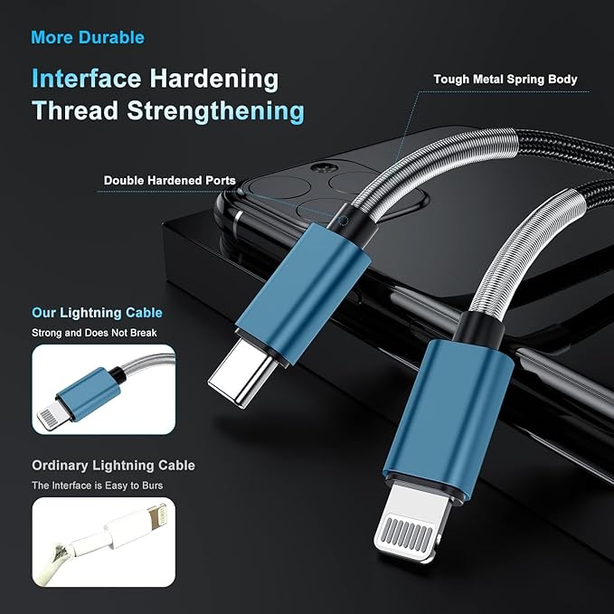 2Pack 10ft iPhone Fast Charger Cable, [Apple MFi Certified] Long USB C to Lightning Cable 10 Foot, High Fast 10 Feet Apple Charging Cord for Apple iPhone 14/14 Pro Max/13 Mini/12/11/XS/XR/8/7Plus,iPad