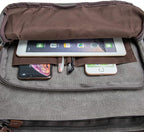 Vintage Genuine Leather Waxed Canvas Briefcase Large Satchel Shoulder Bag Rugged Computer 15.6" Laptop Bag