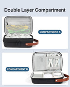Luxtude Charger Organizer Travel Case, Double Layer Electronics Organizers, Hard Shell Zipper Case for Electronics, Travel Essentials, Black (External Size 8.5 x 5.9 x 3.1 Inch)