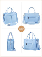 BESBESME Canvas Tote Bag for Women with Zipper & Compartments– Large Work & College Laptop Tote Crossbody Shoulder Bag