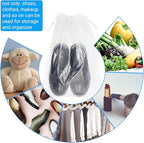 100 Pack 10x14 inch Transparent Shoe Bags for Travel Clear Shoes Storage Organizers Pouch with Cotton Draw Strings Shoe Dust Bags