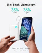 INIU Portable Charger, Slim 45W 10000mAh Power Bank with Build in USB-C Cable for Travel, Fast Charging USB C in&Out Battery Pack, External Phone Charger for iPhone 17 16 15 Samsung S25 S24 Google etc