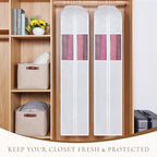 Univivi Premium Cotton Garment Bags for Hanging Clothes and Storage, 60 Inch Washable Dress Bags for Gowns Long, Full Zipper Dust Cover with Extra Large 10" Gusset & Clear Window - 4 Pack