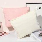 SOIDRAM 2 Pieces Corduroy Makeup Bag Large Corduroy Cosmetic Bag Capacity Canvas Travel Toiletry Bag Organizer Cute Makeup Brushes Aesthetic Accessories Storage Bag for Women, Corduroy L White Pink