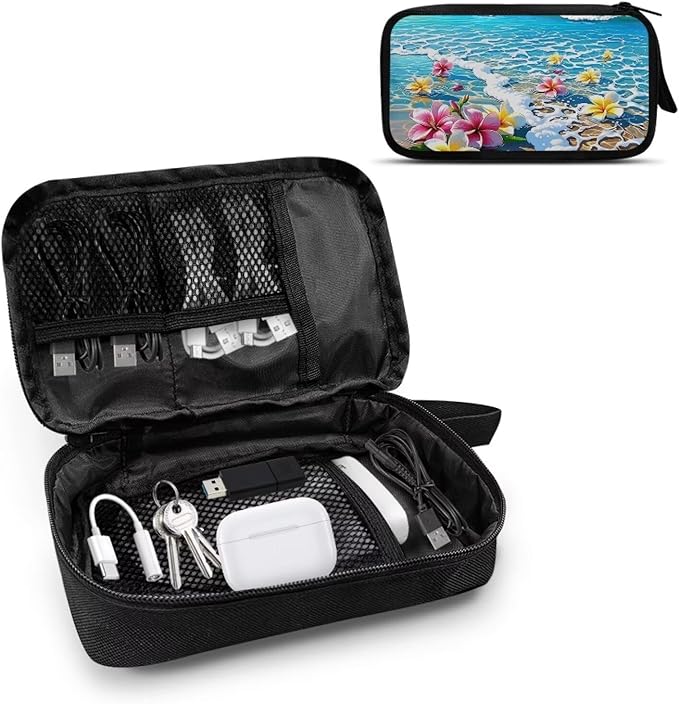 Beach Electronic Organizer Tech Accessory Pouch Electronic Accessories Carry Case Storage Bag for Cable Cord SD Card Travel Bag Cable Organizer