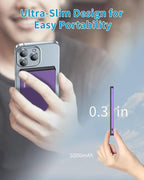 ZBF Wireless Portable Charger,5000mAh Slim Magnetic Power Bank Phone Charger with USB-C Cable, PD 20W Fast Charging Mag-Safe Battery Pack Travel Charger for Phone 17 16 15 14 13 Pro Max(Purple)