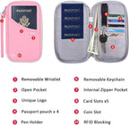 defway Passport Holder Travel Wallet - Family Passport Holder of 4, RFID Blocking Passport Wallet for Men Women, Travel Essentials for Flying (Pink)