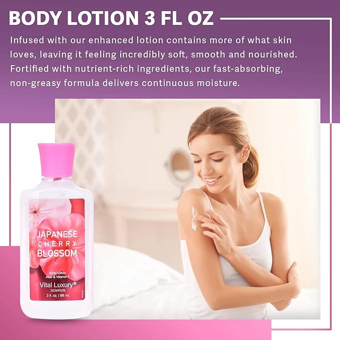 Bath and Body Care Travel Set - Home Spa Set with Body Lotion, Shower Gel and Fragrance Mist, Personal Body Care Travel Set for Birthday Christmas New Year Gifts(Japanese Cherry Blossom)