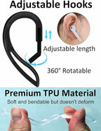A-Focus Anti-Slip Set for AirPods 4 Silicone Adjustable Ear Hook Ergonomic Design Wings Wingtip Ear Hooks Tips Strap Sport Earbuds Accessories Eartip Compatible with AirPods 4th Black