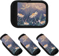 4Pcs Luggage Handle Wrap Suitcase Identifier Handle Covers Tags Soft Travel Bags Luggage Handle Gripper Accessories for Airplane Flying Dragonfly and Daisy