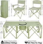 Camping Chair Set of 3, Outdoor Folding Camping Chairs for Heavy People with Cup Holder & Carry Bag,Collapsible Chair Include One Sofa Chair and Two Single Chair,Support up to 500lbs