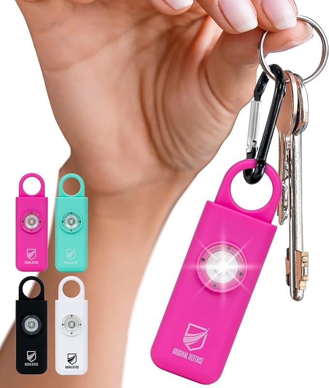 Original Defense® Siren Self-Defense Alarm - 130 dB Keychain Alarm with LED Strobe Light for Women, Children, and Elderly - Police Recommended - (Magenta, 1 Count)