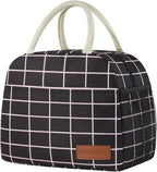 douyadady Lunch Bag Women/Men Lunch Box Women/Men (Black+Pink Blocks)