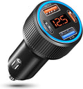 USB C Car Charger, Costyle 65W Dual USB-C & USB-A Multi Port Cigarette Lighter Adapter with Voltmeter QC/PD 3.0 Fast Charging 12V Car Phone Charger for iPhone 17 16 15 14 13 12 Pro Max Samsung(Black)