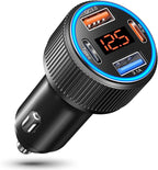 USB C Car Charger, Costyle 65W Dual USB-C & USB-A Multi Port Cigarette Lighter Adapter with Voltmeter QC/PD 3.0 Fast Charging 12V Car Phone Charger for iPhone 17 16 15 14 13 12 Pro Max Samsung(Black)