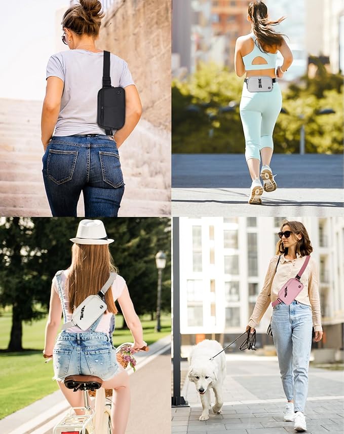 Fanny Pack Crossbody bags for Women Men, 2L Everywhere Belt Bag, Fashion Waist Packs, 5-Zipper Pockets Waist Bag with Adjustable Strap