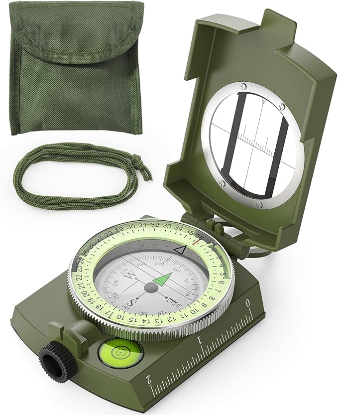 Sportneer Compass: Accurate Durable Lightweight Orienteering Compass with Strap and Carrying Case, Glow in The Dark Waterproof Hiking Essentials for Camping Backpacking, Best Survival Gifts for Kids
