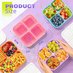 4 Pack Snack Containers Bento Box Adult Lunch Box,Meal Prep Container, Reusable Food Storage lunch Containers Stackable for Work, Travel and Gym (Pink, Orange, Green, Purple)
