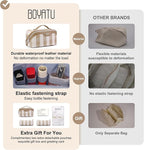 BOYATU Travel Makeup Bag Organizer Cosmetic Bag: 3 Pcs Set Make up Bags for Women with Handle - Waterproof Vegan Leather Toiletry Bags Travel Essentials Pouch with Compartments (F-04-Brown)