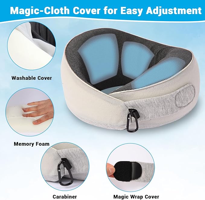 Travel Pillows for Airplanes,Neck Pillow for Traveling, Memory Foam Travel Pillows Neck Support Sleep for Long Flight,Suitable for Airplanes,Offices and Cars