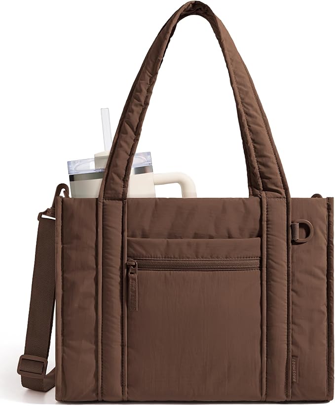 BAGSMART Boxy Tote Bag for Women, Crossbody Bag with Zipper, Crush Bow Purses for Travel Work College