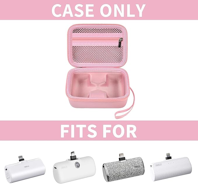 casmilee Portable Charger Power Bank Case for 2PCS Swyop/for Feob/for Charmast/for JEJILL/for LanLuk/for VEGER/for iWALK/for Taegila/for Kuulaa and More Small Charging Battery Pack - Bag Only (Pink)