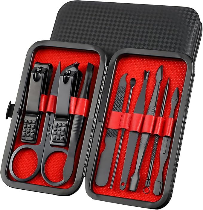 Nail Clippers Set, 10 PCS Professional Manicure Set and Pedicure Kit with Travel Case,Stocking Stuffers, Christmas Gift for Men and Women