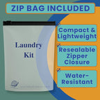 Travel Laundry Detergent Sheets for Hand or Machine Wash and Travel Clothesline – Compact Sink Washing Detergent & Indoor Outdoor Drying Line for Hotels, Cruises & Camping