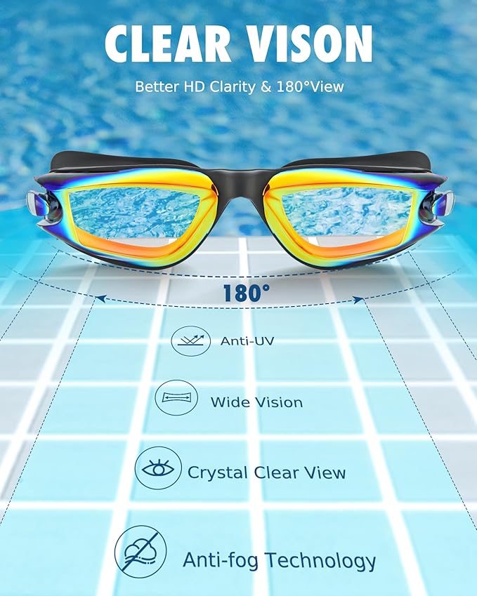 Aegend Swim Goggles for Kids Youth 3-14 Anti-Fog Anti-UV Comfort Fit Goggles for Swimming