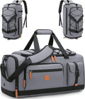 Gym Bag for Men and Women with Shoe & Laptop Compartment, 3-in-1 Sports Travel Duffel Bag Anti-Theft Weekender Carry-on Backpack for Airplane & Workout, Overnight Travel Bag, 35L, Dark Grey, Medium
