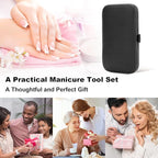 Manicure Set-Stainless Steel Nail Care Set-Professional 7 in 1 Ingrown Toenail Clipper Grooming Tool-Pedicure Kit & Toe Nail Cutter-Thick Nail Scissors Toiletries with Cuticle Trimmer (Black)