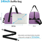 Apenze Small Gym Bag 14 inch lightweight Carry On Mini Duffel Bag for Travel Sport - Lavender Purple